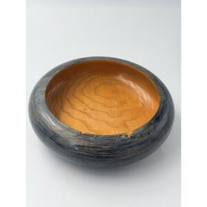 Hand Turned Wood Bowl Signed Hillbilly 2011 Rustic Wooden Centerpiece 10 Inch